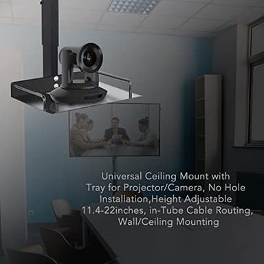 Drsn Universal Ceiling Mount with Tray, 11.4-22 inches Adjustable, No Hole Installation, Aluminum Alloy, in-Tube Cable Routing, Universal Ceiling Mount for Projector/Camera, Wall/Ceiling - Image 6