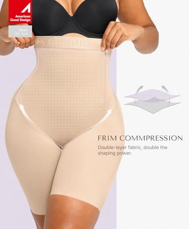 SHAPELLX Butt Lifting Shapewear Body Shaper Tummy Control Butt Lifter High Waisted Body Shaper Shorts Shapewear for Women Tummy Control Slip Shorts Higher Power Shorts (Beige, Large) - Image 2