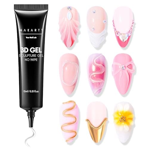 Makartt 3D Gel Nail Art, Sculpting Gel Glue for Drawing, Molding, Sculpture, Gems and Decoration, No Wipe Clear Gel Polish for DIY Nail Designs, 15g - Image 1