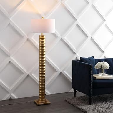 JONATHAN Y JYL4032A Serena 63" Metal LED Floor Lamp, Contemporary, Modern, Art Deco Style, Office, Elegant, Living Room, Family Room, Dining Room, Bedroom, Hallway, Foyer, Gold Leaf - Image 3