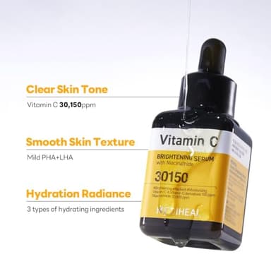 MEDIHEAL Vitamin C Brightening Serum (1.35 fl oz, 1 Pack) - Tone-Texture-Glow Care, Manage Skin with Vitamin C, Niacinamide, Hyaluronic Acid - Image 5
