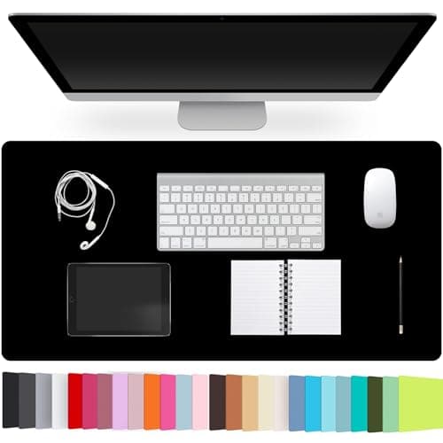Leather Desk Pad Protector,Non-Slip Desk Pad,on-Slip PU Leather Large Mouse Pad,Easy Clean Desk Protecor Mat,Writing Pad for Office Work/Home/Decor(Black, 23.6" x 13.7") - Image 1