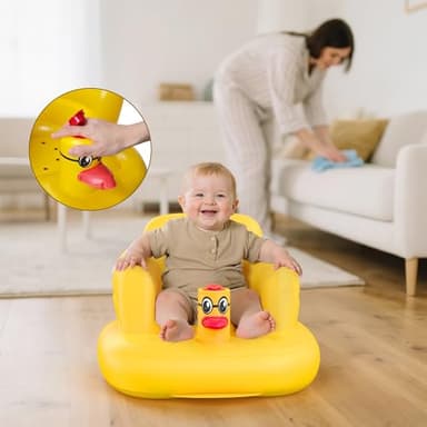 Mink Inflatable Baby Seat for Babies 3+ Months,Infant Floor Seats for Sitting Up,Portable Blow Up Baby Chair with Built in Air Pump, Ideal for Sitting Up and Learning to Play (Duck) - Image 4