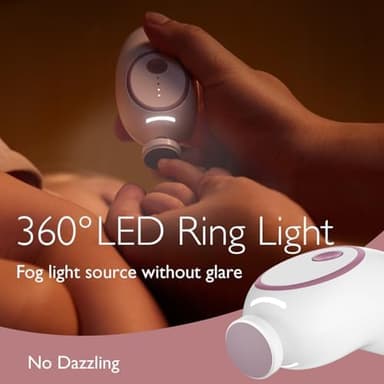 Momcozy Baby Nail File Electric, Gentle Baby Nail Trimmer Electric, Baby Nail Clipper with Night Light, 7 Grinding Head Replacement Pads, Pink - Image 4