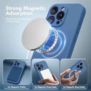 SuydanBox Magnetic for iPhone 14 Pro Max Case, Compatible with MagSafe, [Full Camera Protection][Screen Protector] Silicone Shockproof Protective Phone Case for iPhone 14 Pro Max 6.7", Lake Blue - Image 2