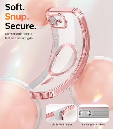 Meifigno Designed for iPhone 16E Case 6.1", [Compatible with MagSafe] [Glitter Card & Wrist Strap] [2X Screen Protectors] Surround Raised Lens Protection Designed for iPhone SE 4 Case, Rose Gold - Image 5