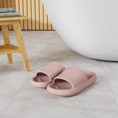Joomra Pillow Slippers for Women Foam Pillow Shower Bath Bathroom Home House Slipers Platform Cloud Slides Cushion for Lady Female Ladies Sandles Pink 39-40 - Image 2