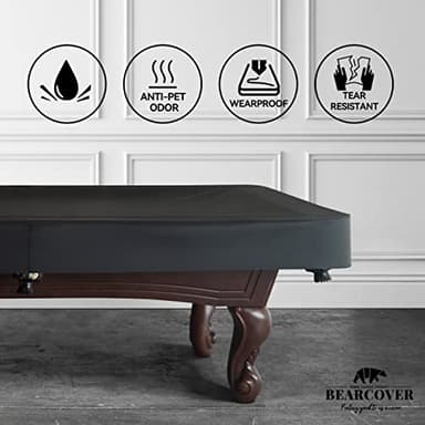 BearCover Heavy Duty Leatherette Billiard Pool Table Cover, Waterproof & Tearproof Covers for Pool Table 7/8/9FT Fitted (8 Feet/ Black) - Image 5