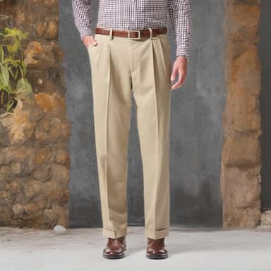 Dockers Men's Relaxed Fit Comfort Pants-Pleated, British Khaki, 40W x 32L - Image 5