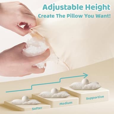 LOFE Organic Pillow with Pillowcase - 20x26 Youth Pillow with 100% Organic Cotton Shell, Adjustable Loft Organic Standard Plilow, Machine Washable, Soft, Perfect for Youth&Adults - Image 3