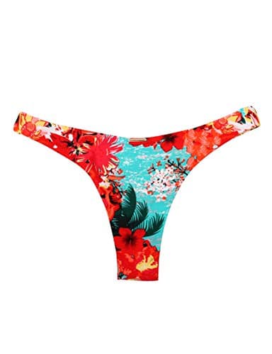 RELLECIGA Women's Blue Floral Cheeky Brazilian Cut Bikini Bottom Size X-Large - Image 4
