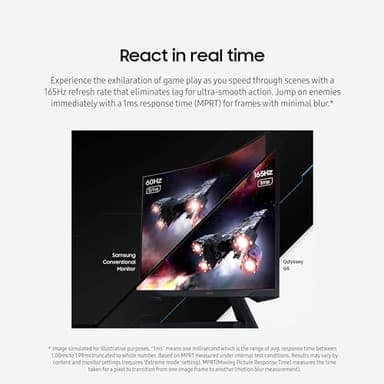 Samsung 27-Inch Odyssey G55C Series QHD 1000R Curved Gaming Monitor, 1ms(MPRT), HDR10, 165Hz, AMD Radeon FreeSync, Eye Care, LS27CG552ENXZA - Image 7