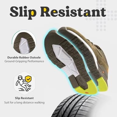 FitVille Wide Walking Shoes for Men Wide Width Sneakers for Flat Feet Heel Pain Relief - Rebound Core (10 Wide, Army Green) - Image 5