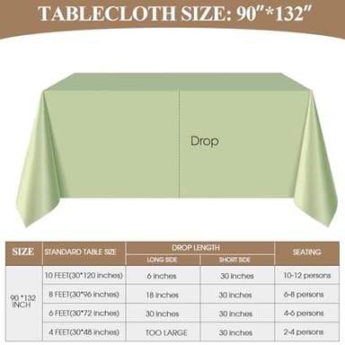 Aocoz Rectangle Tablecloths 90x132 Inch 2 Pack Sage Green Tablecloth Washable Decorative Linen Polyester Table Cloths for Dining Table Banquets Buffet Parties and Wedding - Image 6