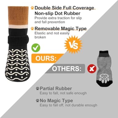 BEAUTYZOO Dog Socks, Non Slip Dog Socks to Prevent Licking Paws -Dog Boots & Paw Protectors with Grippers on Hardwood Floors, Dog Shoes for Hot/Cold Pavement Small Medium Large Senior Dogs Booties - Image 7
