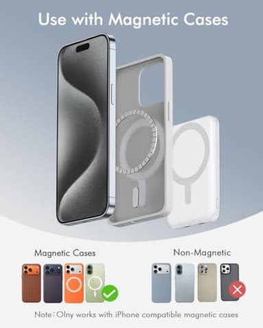 podoru for Magsafe Battery Pack, 5000mAh Magnetic Power Bank with Type-C Cable 20W PD Fast Charging Lighting Input Wireless Portable Charger for iPhone 17/16/15/14/13/12/ All Series-White - Image 2