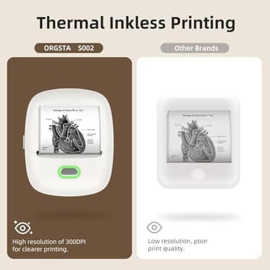 ORGSTA S002 Sticker Printer - Mini Printer Portable Thermal Sticker Maker, Bluetooth Print Pod Inkless Label Maker for Photos, Journal, Receipts, DIY Creation - Image 5