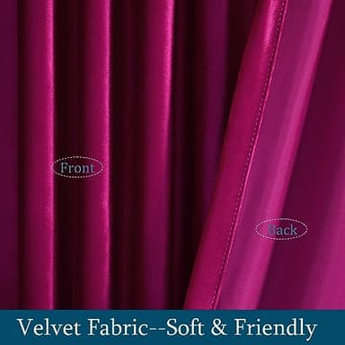 PRIMROSE Hot Pink Velvet Curtains 84 inch Long for Living Room,Set of 2 Panels Blackout Rod Pocket Back Tab Window Treatment Room Darkening Heavy Decorative Curtains Drapes for Bedroom - Image 4