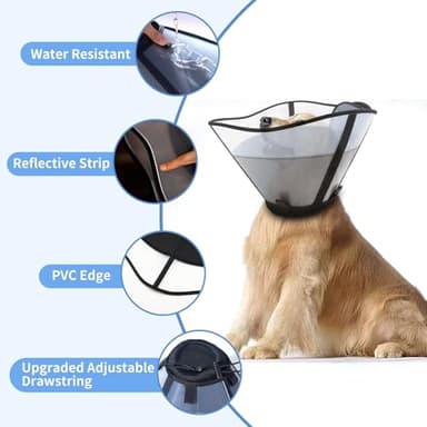 WinWeal Soft Dog Cone for Dogs After Surgery, Breathable Pet Recovery Collar for Large Medium Dogs, Adjustable Dog Cone Collar, Elizabethan Collar (L, Black) - Image 4