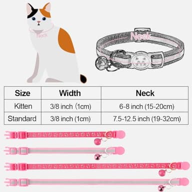 Taglory Kitten Collar Breakaway with Bell, 2 Pack Girl Boy Pet Kitten Collar Adjustable 6-8 Inch for 2-6 Months Cat, Pink - Image 6