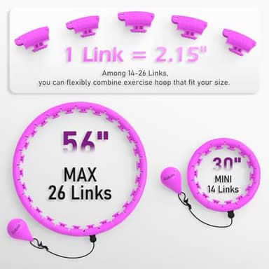 JLoibao Weighted Hula Circle with 26/32 Links(56-66 Inch) for Adults Weight Loss, Infinity Fitness Hoop Plus Size, for Women Smart Exercise Equipment - Image 2