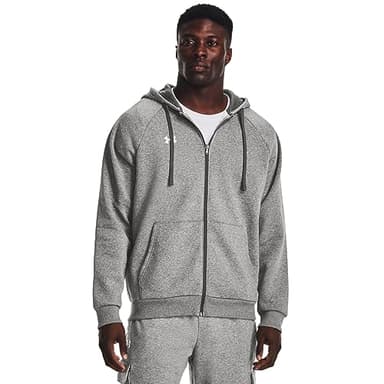 Under Armour Men's Rival Fleece Full Zip Hoodie, (025) Castlerock Light Heather / / White, Small - Image 1