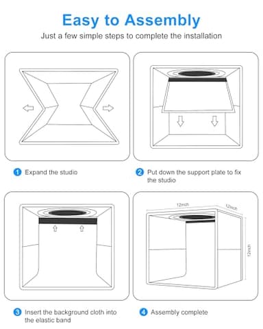 PULUZ Light Box Photography, 12"x12" Professional Dimmable Shooting Tent Kit with CRI >95 White Lighting 120 LEDs Lights + 6 Photo Backdrops for Product Display - Image 7