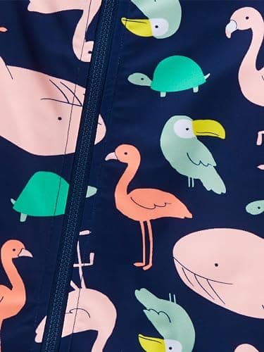 Simple Joys by Carter's Girls' 2-Pack 1-Piece Zip Rashguards, Navy Sea Friends/Peach Dots, 3T - Image 4