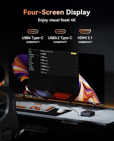 KAMRUI AM21 Mini Gaming PC Dual LAN, AMD Ryzen 9 6900HX (up to 4.9 GHz), 16GB DDR5 512GB M.2 NVMe PCIe SSD, Mini Desktop Computer with USB 4, DP, 2 HDMI 2.1, Gaming PC Supports Quad 4K Display - Image 2