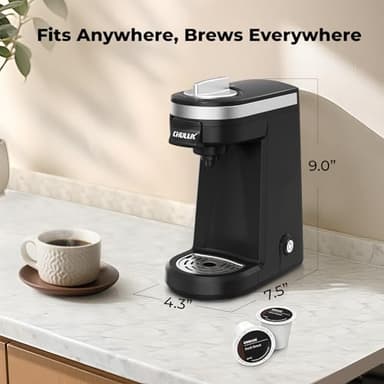 CHULUX Single Serve Coffee Maker for K Capsule and Ground Coffee, Single Cup Coffee Machine, Black - Image 7