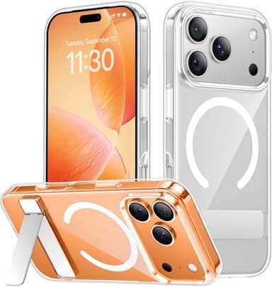SPIDERCASE Magnetic for iPhone 17 Pro Max Case,with [3 Stand Ways] [Military Grade Drop Protection] with Invisible Stand Shockproof Slim Case for iPhone 17 Pro Max 6.9",Clear - Image 1