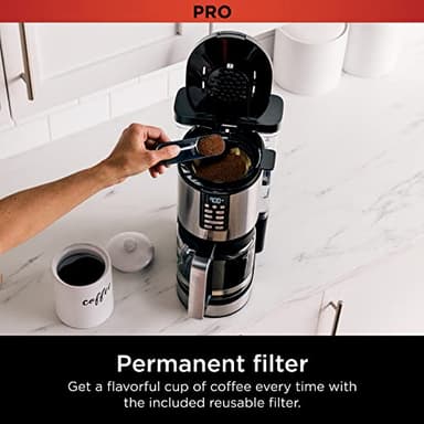 Ninja 14 Cup , Programmable Coffee Maker XL Pro with Permanent Filter, 2 Brew Styles Classic & Rich, 4 Programs Small Batch, Delay Brew, Freshness Timer & Keep Warm, Stainless Steel, DCM201 - Image 9