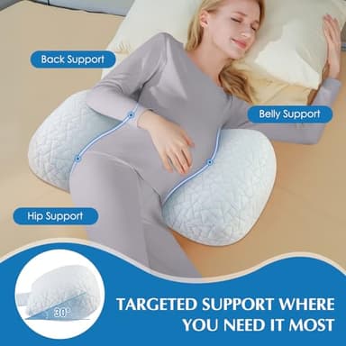 Safotad Pregnancy Pillows for Sleeping, Portable Maternity Pillow with Cooling Removable Cover, Adjustable Travel Wedge Pillow for Side Sleeper, Back, Belly & Hip Support, Multi-Use for Pregnant Women - Image 4