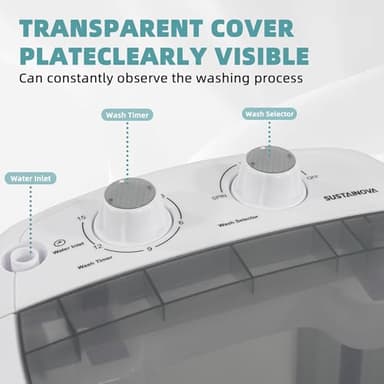 Aurorafy BC-SUS-MINIPWM-GY-1G Portable Mini Washing Machine, White/Gray - Image 3