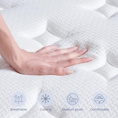 Dourxi Twin Size Mattress, 12 Inch Medium Plush Hybrid Twin Mattress in a Box with Gel Memory Foam, Individually Pocketed Springs for Support and Pressure Relief, 100-Night Trial - Image 3