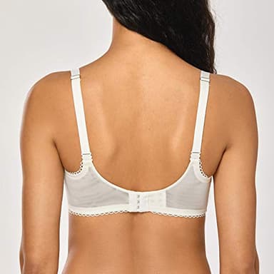 DOBREVA Women's Sexy Lace Push Up Plus Size Bra Sheer Balconette Underwire Unlined Ivory_Eyelash lace 34A - Image 3
