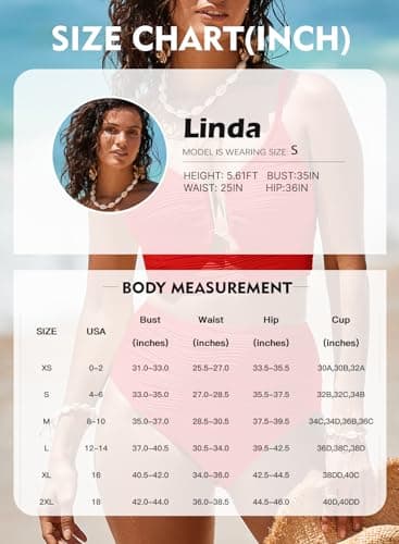 Herseas Women's 2 Piece Swim Suits Adjustable Spaghetti Straps High Waisted Bikini 2025 Cutout Beach Vacation Clothes Bathing Suit Red X-Large - Image 6