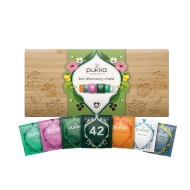 Pukka Limited Edition Discovery Chest, Premium Selection of Infused Organic Teas, Comes in Gift Ready Bamboo Box, Exquisite Herbal Teabag Assortment, Ideal for Tea & Infusion Lovers, 42 Assorted Bags - Image 1