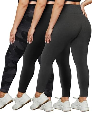 HLTPRO 3 Pack Plus Size Leggings for Women(X-Large - 4X)- High Waist Stretchy Soft Pants for Workout Running Yoga - Image 1