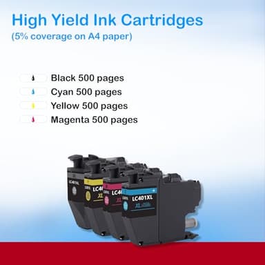 INKOKU LC401XL Compatible for Brother LC401 Ink Cartridges High Yield Work with Brother MFC-J1010DW MFC-J1012DW MFC-J1170DW Printer (Black Cyan Magenta Yellow, 4 XL Combo Pack) - Image 3