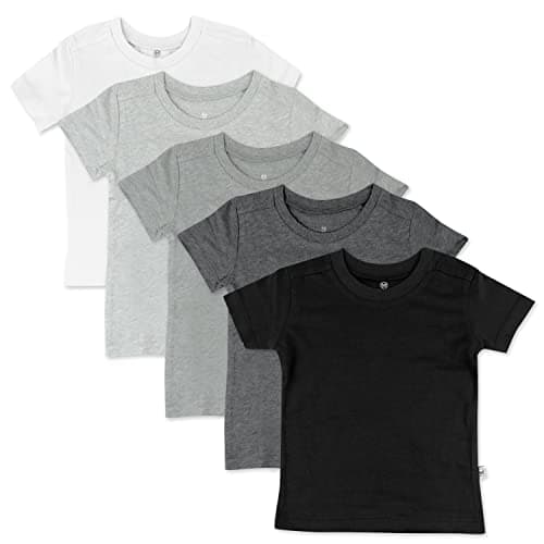 HonestBaby Multipack Short Sleeve T-Shirt Tee 100% Organic Cotton Infant Baby, Toddler, Little Kids Boys, Girls, Unisex, 5-Pack Gray Ombre, 6Y - Image 1
