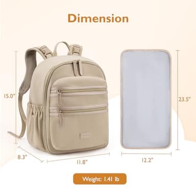 mommore Neoprene Diaper Bag Backpack Small Baby Bag Travel Mini Diaper Backpack for Newborn with Insulated Pockets (Beige) - Image 2