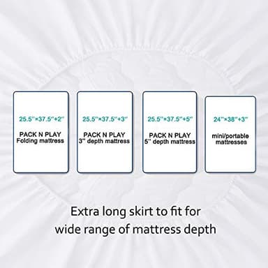 Pack and Play Mattress Pad Sheets Waterproof 2 Pack, Quilted Pack and Play Mattress Protector Cover Fitted Fits for Graco Pack n Play Playard Mattress/Playpen Mattress, White, 39" x 27" - Image 6