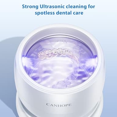 CANHOPE Ultrasonic Retainer Cleaner Machine, 42kHz Professional for Dentures, Aligners, Mouth Guards, Jewelry - IPX7 Waterproof Durable Removable Base and Top Cover, 3 Timer Settings, Quiet White - Image 8