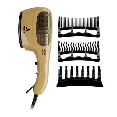 Andis 82125 1875-Watt Tourmaline Ceramic Ionic Styling Hair Dryer, Styling Hair Dryer with Ionic Frizz-Free Technology, No Heat Damage, Lightweight Hairdryer for Normal & Curly Hair - Gold - Image 2