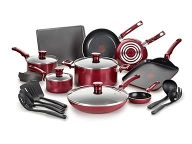 T-fal Essence, 20 Piece Non-Stick pots and pans Cookware Set, Red - Image 1