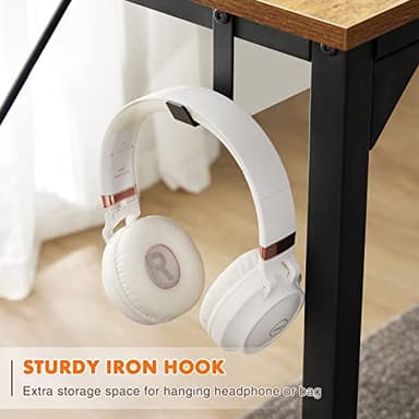 Computer Desk Small Office Desk 40 Inch Writing Desks Small Space Desk Study Table Modern Simple Style Work Table with Storage Bag Headphone Hook Wooden Tabletop Metal Frame for Home, Bedroom - Image 5