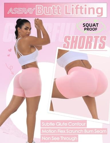 ASERAY Seamless Gym Workout Shorts Women Scrunch Butt Lifting Biker Yoga Shorts for Women Tummy Control 4.5" - Image 3