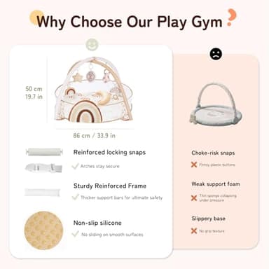 Crisschirs 6-in-1 XL Large Baby Gym & Ball Pit, Play Mat & Play Gym, Combination Baby Activity Gym with Milestone Cards for Sensory Exploration and Motor Skill Development, Balls are not Included - Image 7