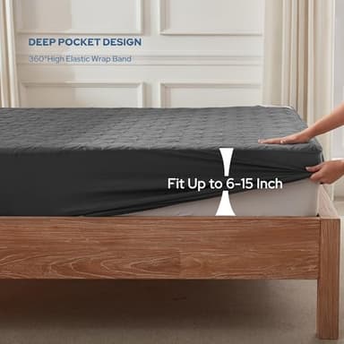 BEDLORE Waterproof Mattress Protector, Full Size Mattress Pad with Deep Pocket 6"-15" Depth, Soft Dirt-Proof Double Bed Mattress Cover for Bedroom, College Dorm, Hotel (Gray) - Image 4